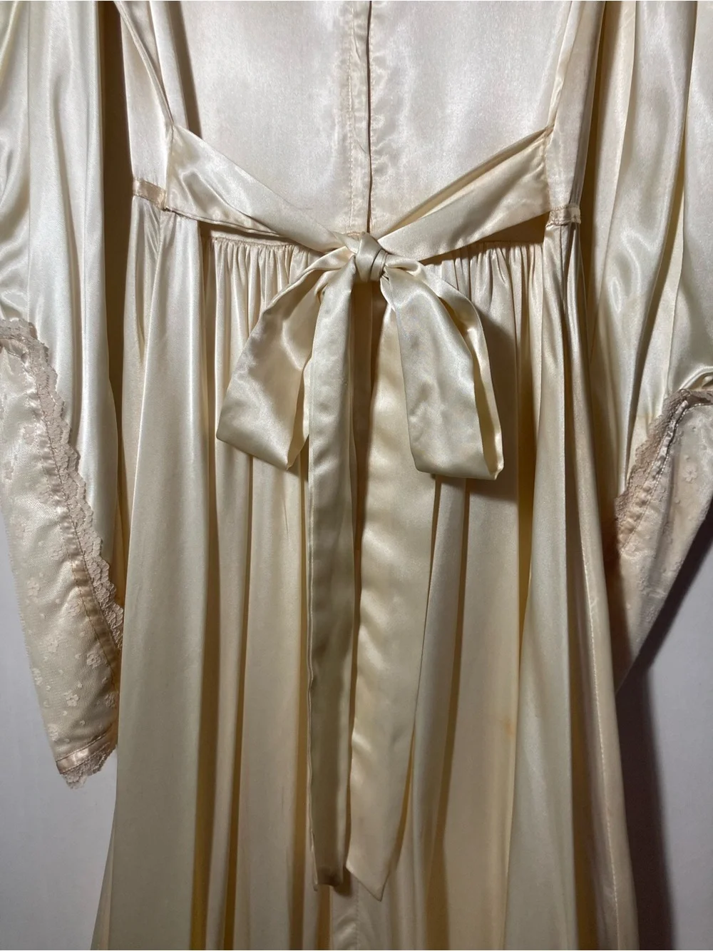 Gunne Sax 1970’s Satin Corset Maxi Dress Lace Beads Size 7 (Size XSmall) AS IS - Picture 4 of 16
